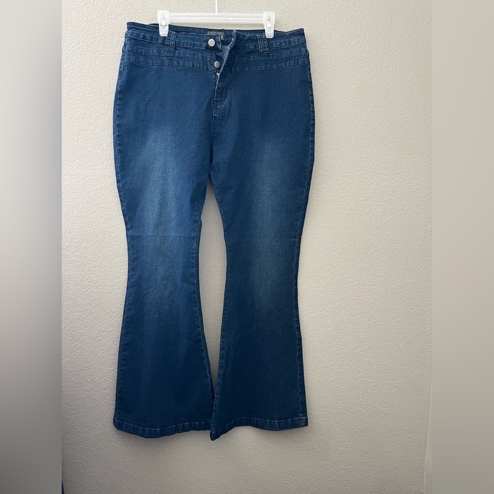 Pantete Womens High Waisted Bell Bottom Jeans Denim